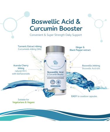 Boswellic Acid & Curcumin Booster Complex - 90 Capsules, 1 Month Supply | 95% Curcumoids, 65% Boswellic Acid | Ginger, Acerola Cherry, Black Pepper - Buy Online on GoSupps.com
