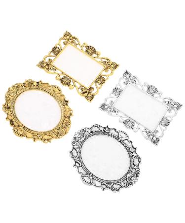 DEARMAMY 4 Piece Vintage Manicure Mixing Palette Durable Resin Non-Slip Display Board for Nail Polish Pigment Mixing Portable Versatile for Professional Nail Technicians