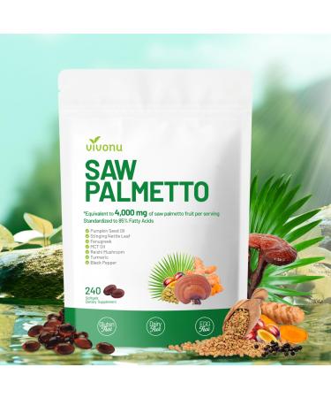 VivoNu Saw Palmetto Softgels Extract 8 in 1 Pumpkin Seed Oil Supports Prostate Health Relieves Urination Issues Supports Hair Growth DHT Blocker 240 Capsules