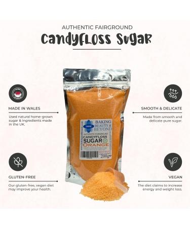 Baking Beauty and Beyond Premium Floss Sugar for Cotton Candy - Cotton Candy Flossing Sugar with Natural Ingredients Perfect for Every Occasion Bulk Floss Sugar 800g - Orange Flavour - Buy Online on GoSupps.com