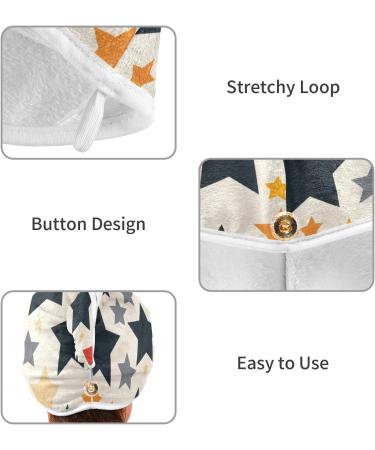 Colorful Stars Beige Hair Towel 2 Pack - Super Absorbent Quick Dry Hair Turbans for Women & Girls - Buy Online on GoSupps.com