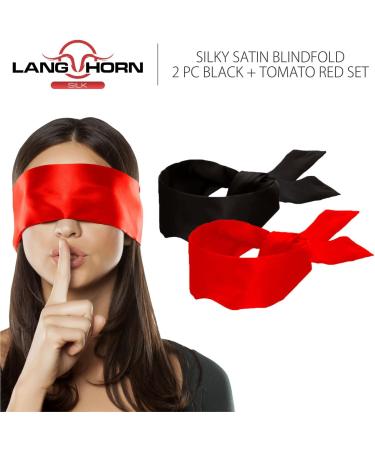 2 Pack Silk Satin Blindfold Eye Masks for Sleeping Games - 155cm/62 - Black+Red Silk Eye Covers - Satin Sleep Mask - Buy Online on GoSupps.com