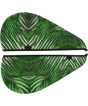 Buy Lush Green Palm Leaves Coral Velvet Dry Hair Cap Anti-Frizz Perfect for Curly & Thick Hair | International Shipping Available - Buy Online on GoSupps.com