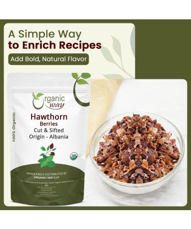 Organic Way Hawthorn Berries Cut & Sifted (Crataegus monogyna) - European Wild-Harvest | Organic & Kosher Certified | Vegan | Non GMO & Gluten Free | USDA Certified | Origin - Albania (1/4LBS / 4OZ) 1/4 Pound - Buy Online on GoSupps.com