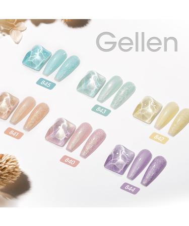 Gellen Pearl Gel Nail Polish - 6 Macaroon Collections Pink Yellow Green Purple Blue Pearl Gel Nail Polish Set Soak Off DIY Manicure Gifts for Women Sunnyland - Buy Online on GoSupps.com