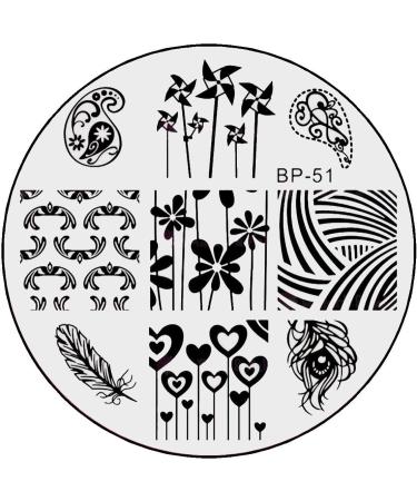 STAMPING STENCIL # BP-51 pinwheels hearts feathers flowers etc.
