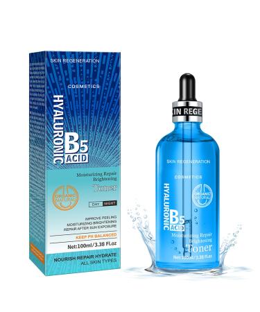 Hyaluronic Acid & B5 Toner for Face - Hyaluronic Acid Face Toner - B5 Face Toner Essence Water - Moisture Hydrate Refresh Plump Skin - Smooth Tender Firm Lift Pore - Restore Elasticity Reduce Dryness