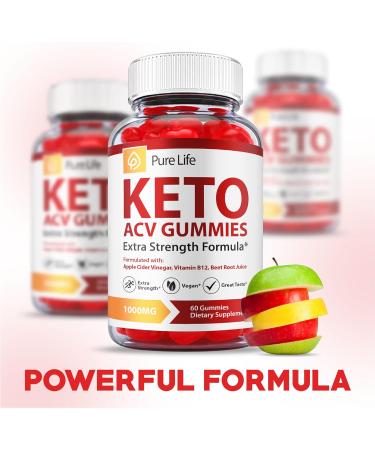 Pure Life Keto Gummies with Apple Cider Vinegar B12 - Vegan Formula for Weight Loss - 60 Gummies - Buy Online on GoSupps.com