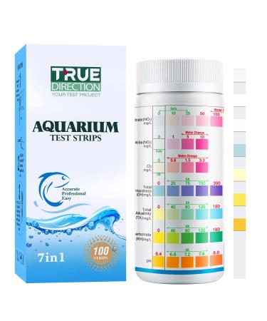 TrueDirection 7 in 1 aquarium test strip 100 pieces aquarium test set for fresh water fish pond exact testing of the overall hardness carbonate nitrate nitrite CL2 PH TD-Aqu-7