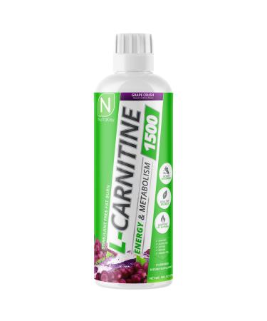 NutraKey L-Carnitine 1500mg, No Sugar, Gluten Free, Turn Into Fuel, (Grape Crush) 31 Servings 1500mg Grape Crush 16 Fl Oz (Pack of 1)