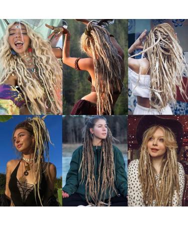 Leeven 24 Inch Ombre Blonde Dreadlock Extension - Handmade Synthetic Thin Dreads Hair Extensions (40 Strands) for Women - Buy Online on GoSupps.com