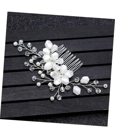 minkissy Wedding Headpiece Bridal Headdress wedding headgear rhinestones pearl flower comb white accessories Pearl Rhinestone Hair Comb Wedding dress Wedding Hair Comb - Buy Online on GoSupps.com