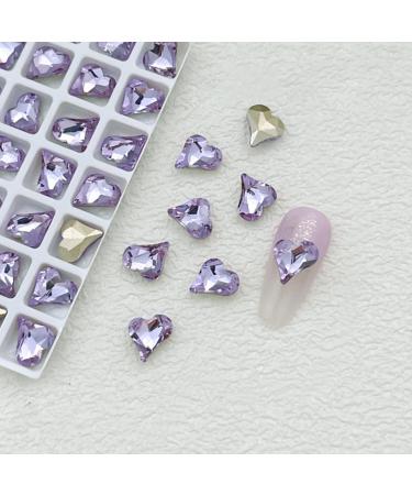 FEIlei 10 Pcs Heart Nail Charms Pointed Back Nail Art Charms Butterfly Nail Rhinestones