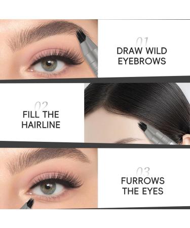 Liquid eyebrow pen 2in1 eyebrow pencil Long Lasting Smudge Resistant Beauty Supplies Waterproof Hairline Pen for Photo Shoots Special Occasions 1 Gray Black - Buy Online on GoSupps.com