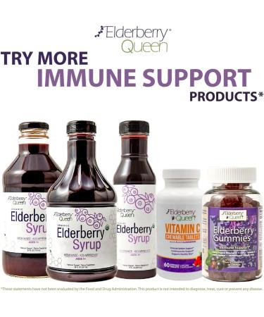 Elderberry Queen Organic Elderberry Gummies 60 ct - Immune Support Gummies with Vitamin C & Zinc - Elderberry Vitamin Gummies for Adults and Kids - Buy Online on GoSupps.com