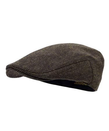STARANCE Men Hat Wool Blend Newsboy Ivy Hat Tweed Flat Cap Herringbone Coffee 7 1/4