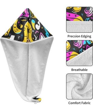 Super Absorbent Cat Graffiti Hair Towel 2 Pack | Quick Dry Hair Turbans for Women & Girls - Ideal Hair Drying Solution - Buy Online on GoSupps.com