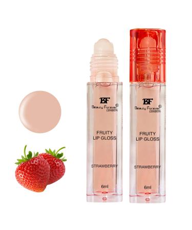 Beauty Forever Fruity Roll on Lip Gloss Moisturising & Hydrating Available in 4 Flavours 6ml (Strawberry)
