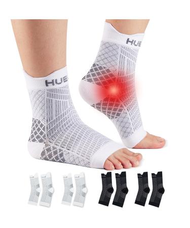 Hueglo 4 pair ankle bandage orthopedic compression socks Neuropathy ankle bandage arthritis achilla tendon Bandage Plantar fasciitis foot bandage ankle sport plantar fasciitis socks white & black M - Buy Online on GoSupps.com