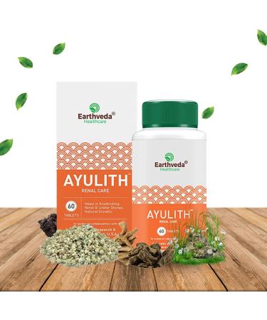 Earthveda Healthcare Ayulith Tablet for Kidney Stones and UTI - Natural Himalayan Shilajit Chandraprabhavati Gokhru Varun - 60 Tablets - Buy Online on GoSupps.com
