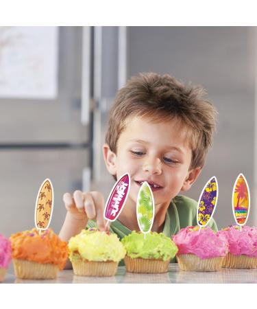 48pcs Surfboard Cupcake Toppers - Summer Hawaii Cupcake Toppers - Buy Online on GoSupps.com