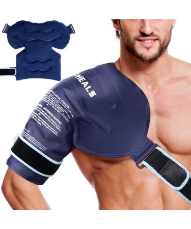 IGOHEALS Shoulder Ice Pack Wrap Rotator Cuff for Arm Injuries Reusable Gel Heating Pack Surgery Recovery Pain Relief Hot Cold Therapy Cold Compress Bag Left Right Shoulder Men Women-Soft Plush Lining 003 Navy for Shoulde...