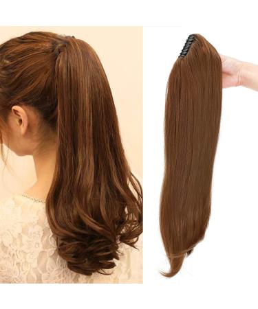 Ponytail extension ponytail braid with a clip hair parts hair extension hair skin hair heat-resistant micro-wavy like real hair 22 "(55cm) white brown 55 cm white brown