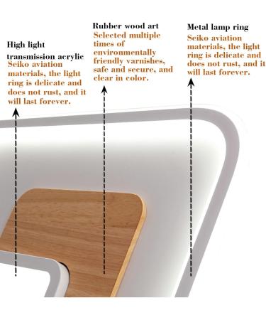 Fitzmia LED Ceiling Lamp - Dimmable Square Wood Design for Bedroom Living Room & Kitchen (41.5cm 40W) - Remote Control - Buy Online on GoSupps.com