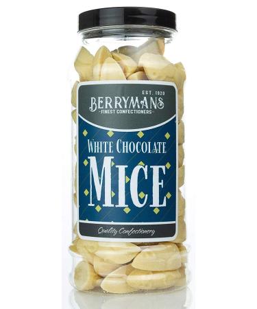 Original White Chocolate Mice Retro Sweets Gift Jar By Berrymans Sweet Shop - Classic Sweets Traditional Taste.