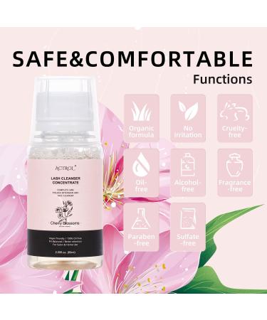 Eyelash Cleanser Concentrate Cherry Blossom 60ml Professional Lash Extensions Shampoo Natural Foaming Cleanser DIY Paraben & Sulfate Free Non-lrritating Wash for Extensions Lashes with Salon Home Care-Makes 60ml Bottles Eyelash Shampoo - Buy Online on GoSupps.com