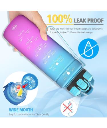 Niggey Sport Drinking Bottle 500ml 700ml 1L 1.5L - BPA-Free Tritan Kids Water Bottle with Time Marking | Motivating Gym & School Sports Bottle - 17oz Blue Purple - Buy Online on GoSupps.com
