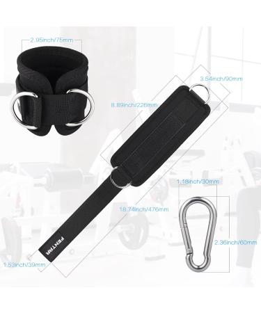 Foot Loops Cable Training Set - 2 Pieces with D-Rings & Carabiners | Fitness Foot Cuffs for Leg Extensions & Butt Training | Ideal for Men & Women - Black - Buy Online on GoSupps.com