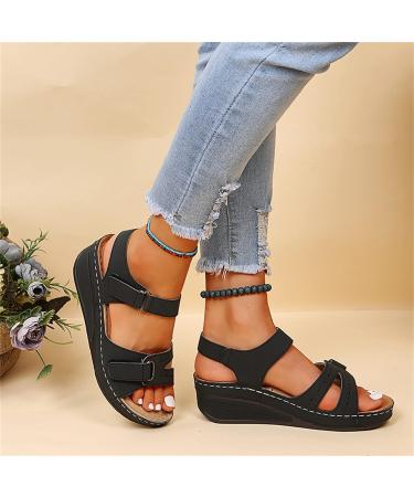 Lausiuoe Women's Arch Support Sandals for Plantar Fasciitis - Orthotic Flip Flops 8.5 W-Black - Buy Online on GoSupps.com