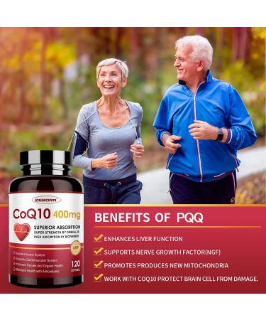 High-Absorption CoQ10 400mg Softgels with PQQ, BioPerine & Omega-3 - Powerful Antioxidant Supplement for Heart Health & Energy - 120 Servings - Buy Online on GoSupps.com
