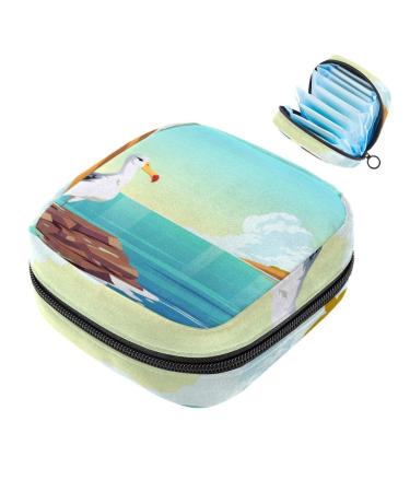 Portable women's binding-storage bags menstrual cup bags female menstrual insert bag for teenage girls tampons for the first period Albatros-Vogel landscape pattern multicolored 05