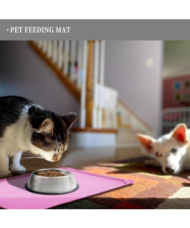 Reopet Silicone Feed Mats for Pets - Waterproof Dog & Cat Mats with Elevated Edges - 71x45 cm (1 Pack) - Pink - Ideal for Clean Feeding Areas - Buy Online on GoSupps.com