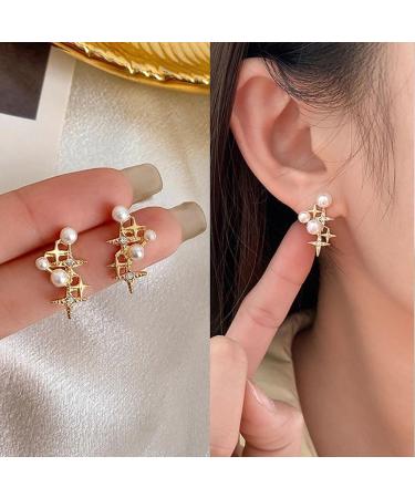 Vintage Pearl Star Earrings - Rhinestone & Crystal Drop Jewelry for Women - Buy Online on GoSupps.com