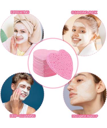 55 Pieces Pink Facial Sponges for Estheticians Compressed Heart Face Sponges Natural Reusable Heart Shaped Sponges for Face Cleansing and Exfoliating Heart Sponges for Daily Cleansing Makeup Removal - Buy Online on GoSupps.com