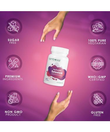 Ambrosial Selenium Selenomethionine 200mcg (Pack of 1-120 Tablets) - Buy Online on GoSupps.com