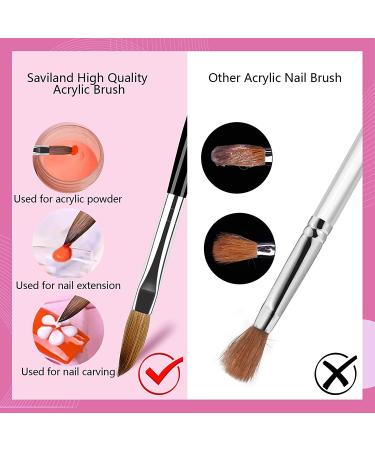 Saviland 5pcs Acrylic Nail Brush Set | Professional Size 4/6/8/10/12 Brushes for Acrylic Powder Application, Nail Extension, and Carving | Wood Handle Nail Art Tools - Buy Online on GoSupps.com