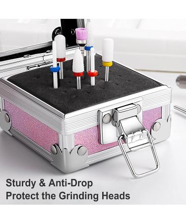 Noverlife Pink Nail Drill Bit Holder Box - 25 Holes Organizer for Professional Manicure Tools - Buy Online on GoSupps.com