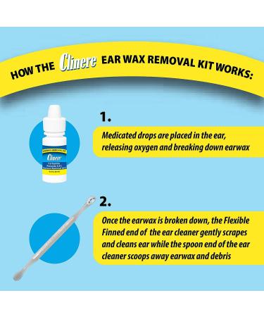 Clinere Earwax Removal Kit - Safely Clean Ear Wax, Itch Relief, Instant Results - 2 x .5 Fl Oz with 12 Sticks - Buy Online on GoSupps.com