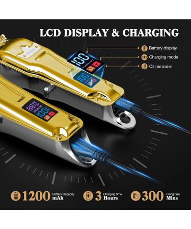 Ufree Professional Hair Clippers for Men - Cordless Metal Barber Trimming Set with LCD Display | Beard Trimmer & Edgers | Ideal Gifts for Men - Gold - Buy Online on GoSupps.com