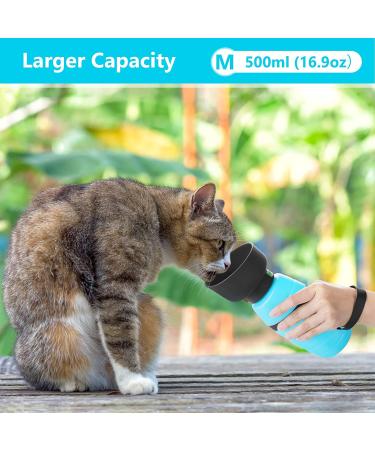 Pecute Dog Water Bottle (17oz/22oz) 2-in-1 Portable with Foldable Bowl | Leak-Proof Dispenser for Outdoor Walking, Hiking | Food-Grade Silicon, Blue - Buy Online on GoSupps.com