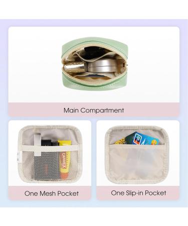 Wandering Nature Eco Vegan Leather Small Makeup Bag - Mini Cosmetic Pouch with Slip-in Pockets for Women in Green - Buy Online on GoSupps.com