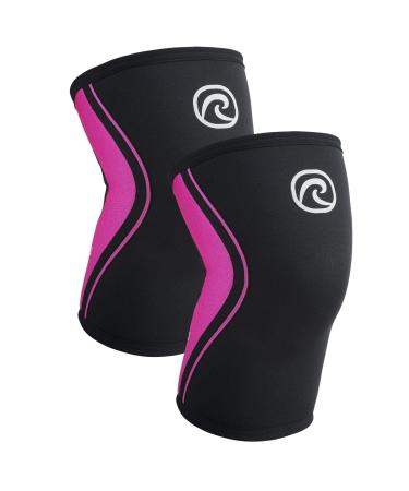 Rehband Kniebandage strength sport knee support for cross fit & heavy training Knee Sleeve made of 5 mm neoprene in many colors & sizes unisex XS pink - 1 pair