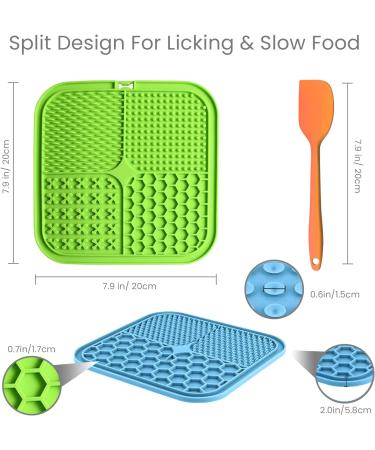 Q Line Licky Mats for Dogs - 2 Pack Slow Feeder with Strong Suction Cups - Soothes Anxiety Promotes Dental Health - Includes Spatula & Brush - Perfect for Bathing Grooming Training (Blue Green) - Buy Online on GoSupps.com