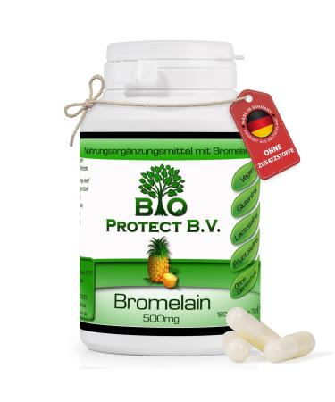 Bromelain 500 mg (2 000 F.I.P.) 120 capsules - vegan without filling and additives - 2000 GDU/G 4000 F.I.P./G - Bio Protect - pineapple enzyme without additives!