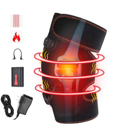 Heated Knee Massager For Pain Relief - Vibration Knee Massager for Muscles Knee Pain Relief Massaging Knee Pad, Leg Massager, Knee Heating Pad, Massage Knee Brace Wrap for Arthritis Pain And Support (ONE PACK)