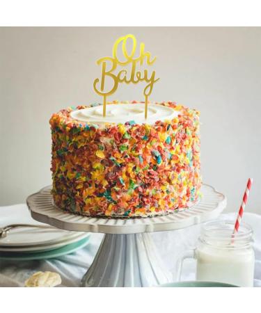 Baby Cake Topper 6Inch Cake Picks Baby Shower Birthday Gender Reveal Theme Party Glitter Acrylic Cake Decorations Supplies for Kids Baby Girl Boy Gold - Buy Online on GoSupps.com